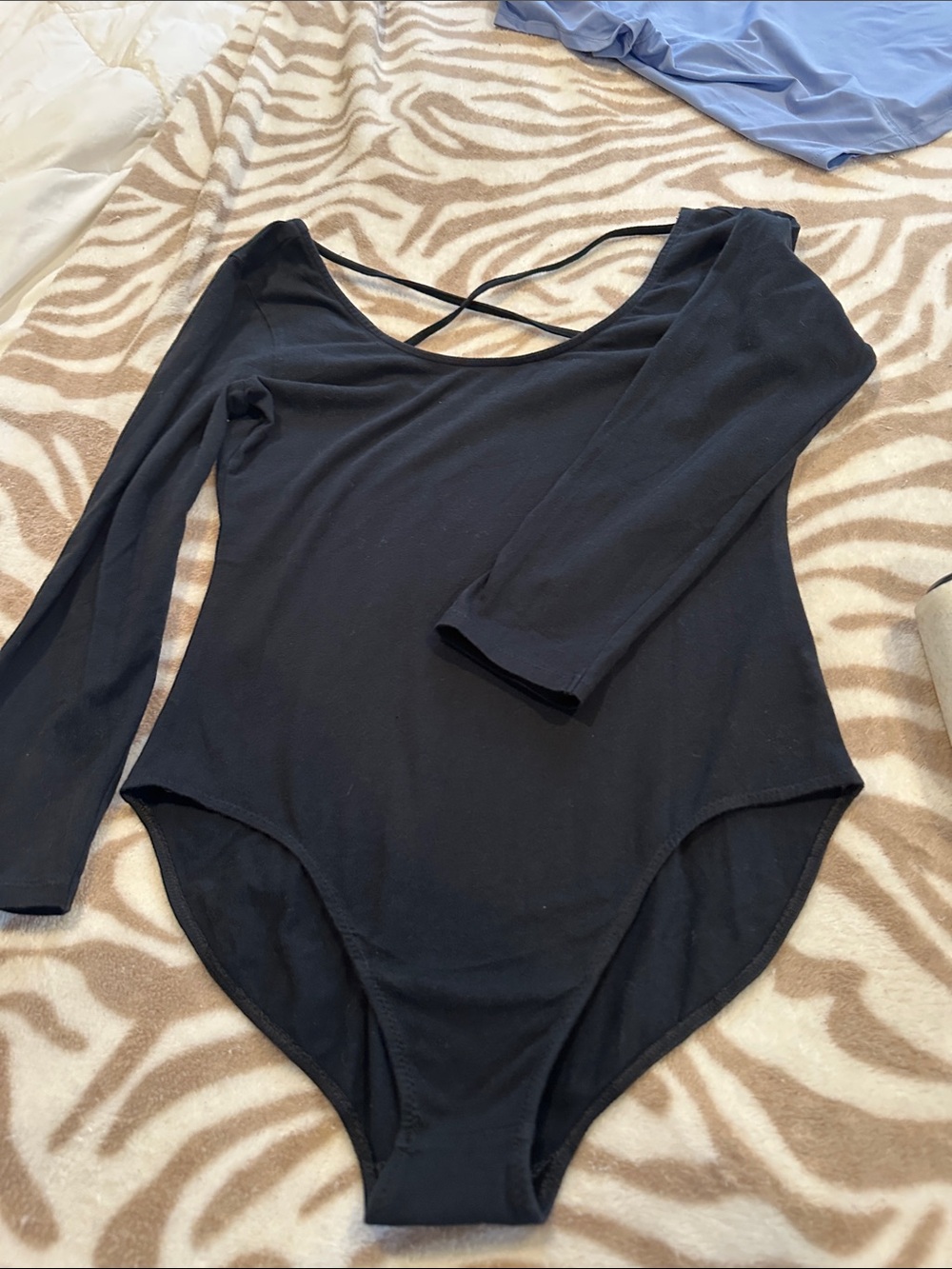 aerie Black Long-Sleeve Crisscross Back Bodysuit
